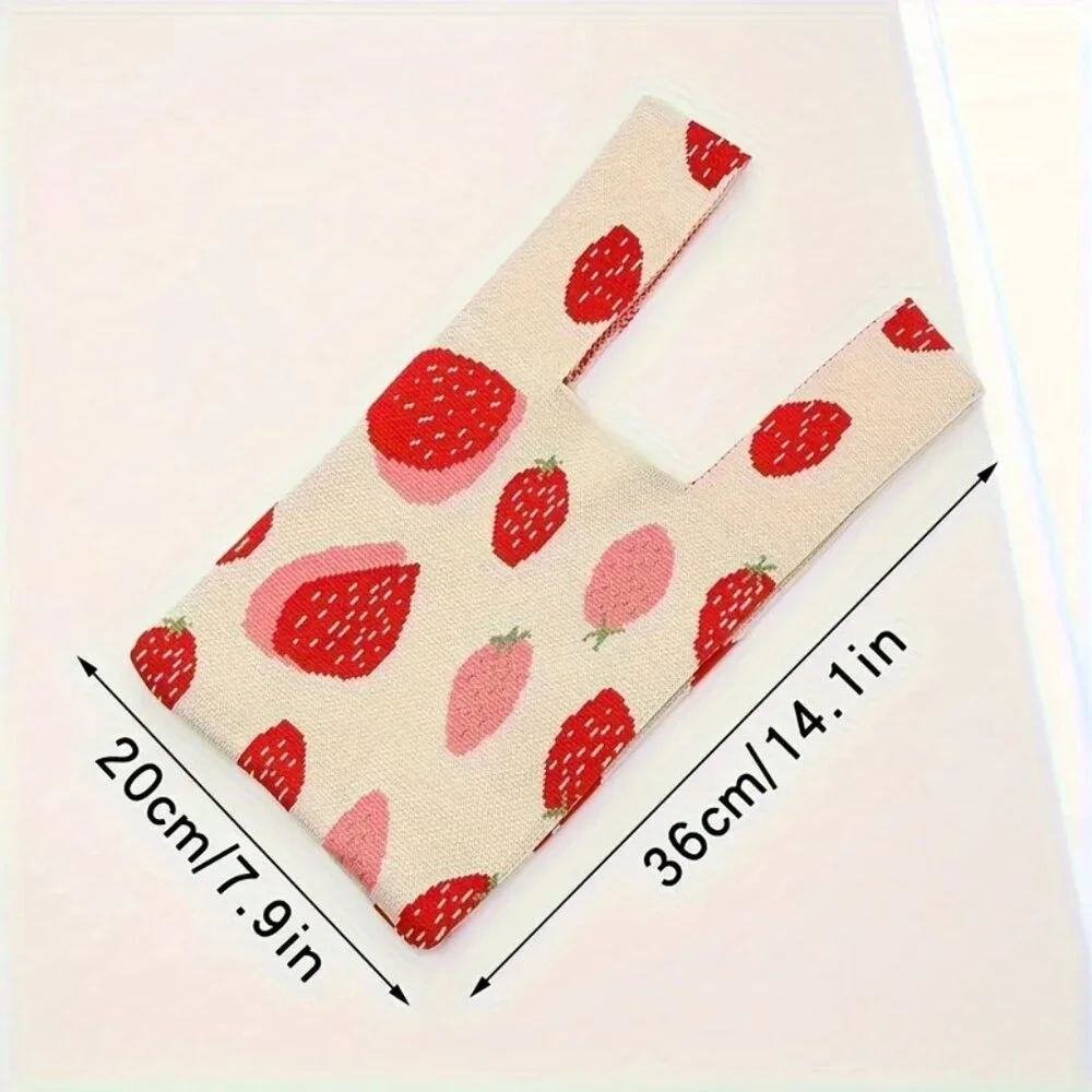 Travel Passions - Charming Strawberry Knitted Tote Bag - Picture 5 of 5